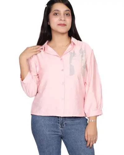 PINK WATERCOLOR FLORAL CASUAL SHIRT FREE SIZE