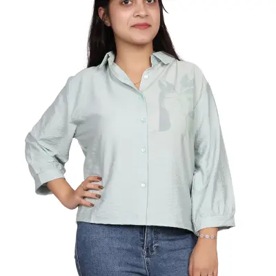 MINT WATERCOLOR FLORAL CASUAL SHIRT FREE SIZE