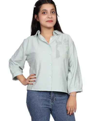 MINT WATERCOLOR FLORAL CASUAL SHIRT FREE SIZE