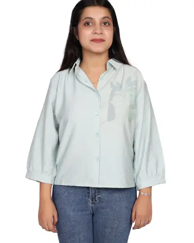 MINT WATERCOLOR FLORAL CASUAL SHIRT FREE SIZE