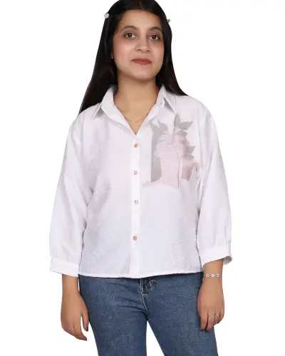 WHITE WATERCOLOR FLORAL CASUAL SHIRT FREE SIZE
