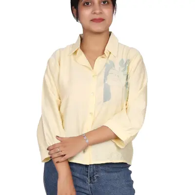 YELLOW WATERCOLOR FLORAL CASUAL SHIRT FREE SIZE
