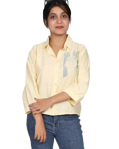 YELLOW WATERCOLOR FLORAL CASUAL SHIRT FREE SIZE