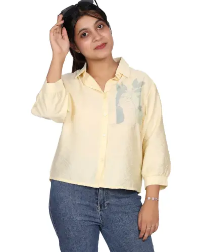 YELLOW WATERCOLOR FLORAL CASUAL SHIRT FREE SIZE
