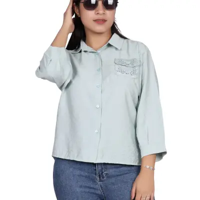 MINT EMBROIDERY POCKET CASUAL SHIRT FREE SIZE