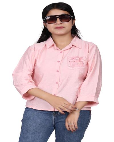 PLANE SHIRT WITH POCKET CASUAL FREE SIZE
