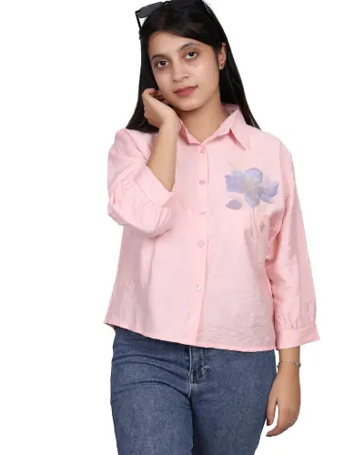 PINK SOFT FLORAL PRINT CASUAL SHIRT FREE SIZE
