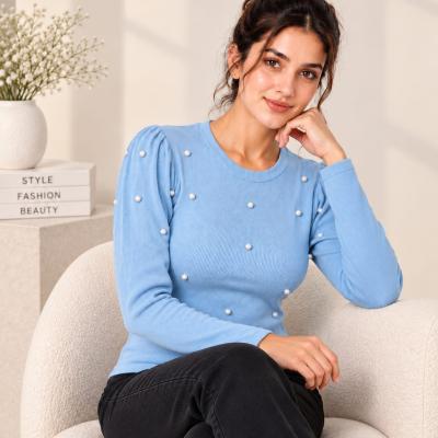 Sky Blue Pearl Detail Top Premium Quality